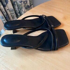 black strappy kitten heels